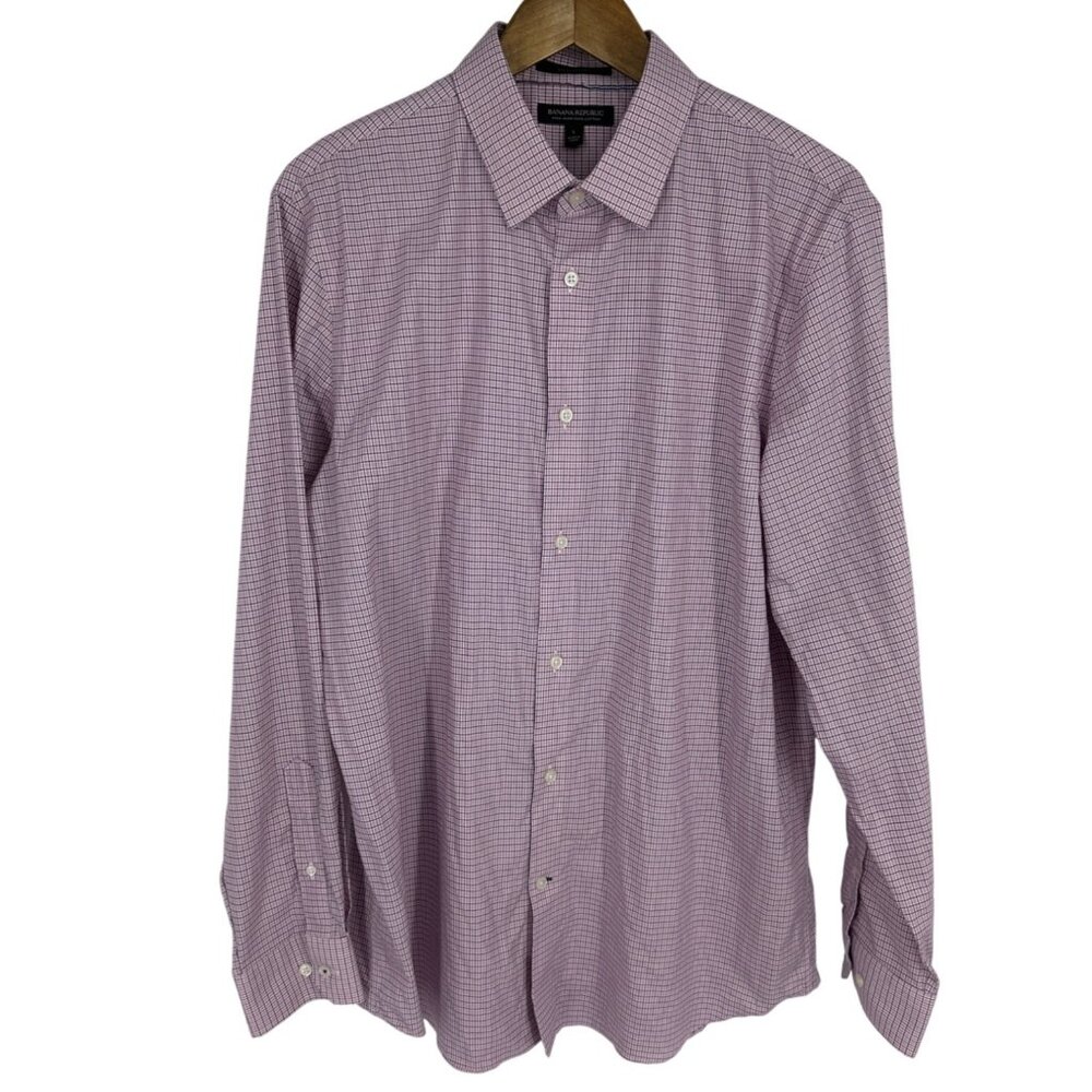Banana Republic Mens Non-Iron Cotton Standard Fit Button-Down Shirt  Size L